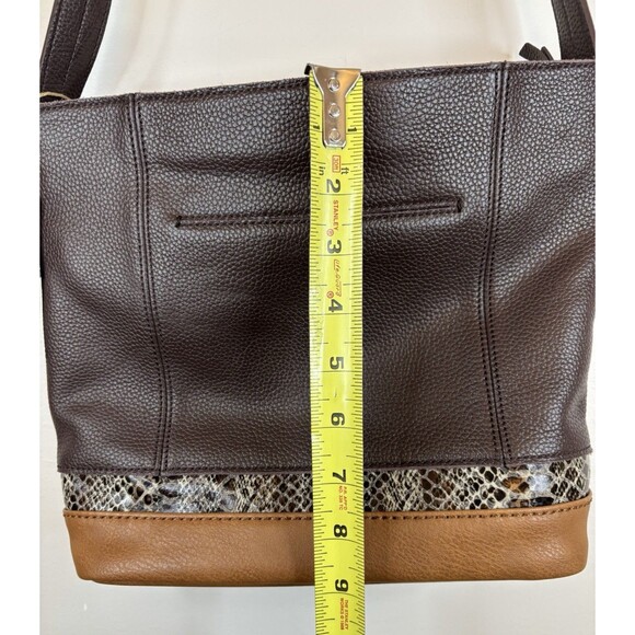 THE SAK De Young Hobo Shoulder Bag Brown Mahogany Leather Snakeskin Trim Purse - Picture 13 of 16